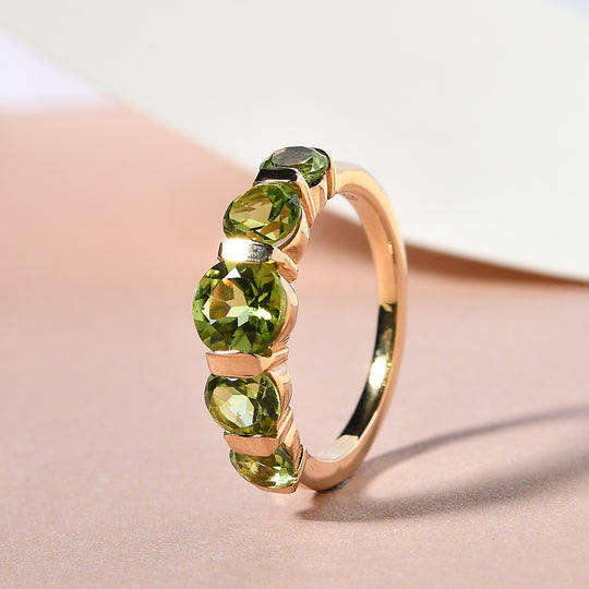 Natürlicher Peridot-Ring, 925 Silber vergoldet (Größe 19.00) ca. 2.59 ct