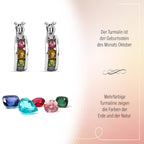 Natürliche mehrfach-Turmalin Creolen, 925 Silber platiniert, ca. 1.19 ct