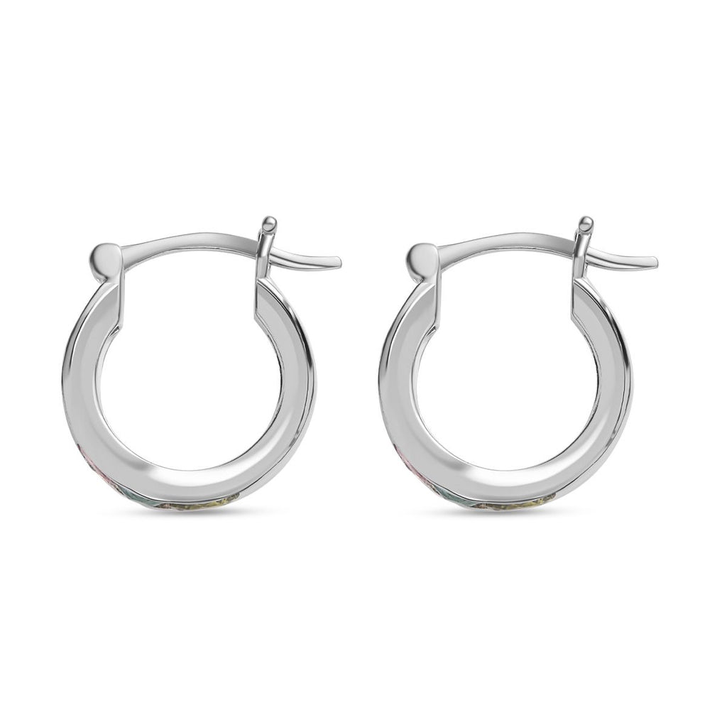 Natürliche mehrfach-Turmalin Creolen, 925 Silber platiniert, ca. 1.19 ct