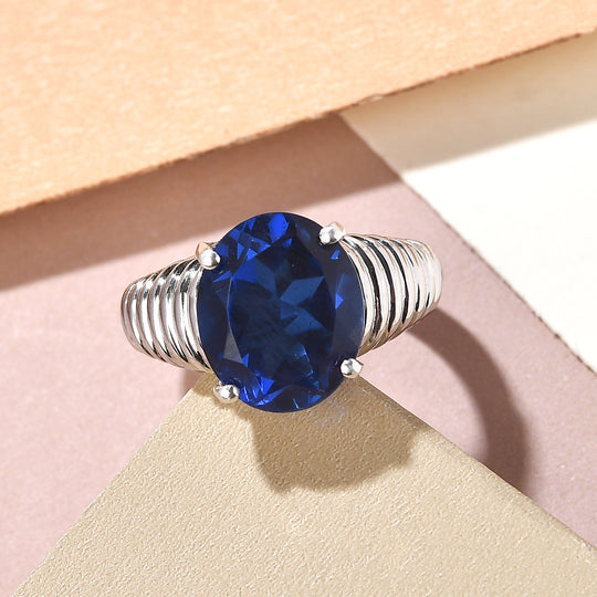 Ceylon Farbe Quarz-Ring, 925 Silber platiniert ca. 5.01 ct