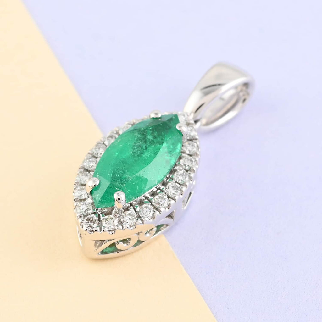 Rhapsody AAAA Kolumbianischer Smaragd, Weißer Diamant Anhänger 950 Platin ca. 1,20 ct.