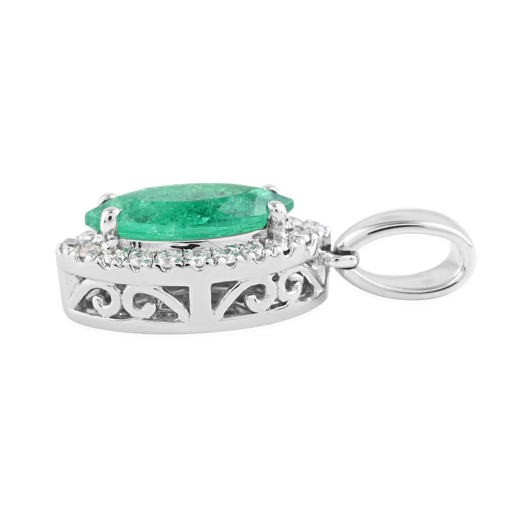 Rhapsody AAAA Kolumbianischer Smaragd, Weißer Diamant Anhänger 950 Platin ca. 1,20 ct.