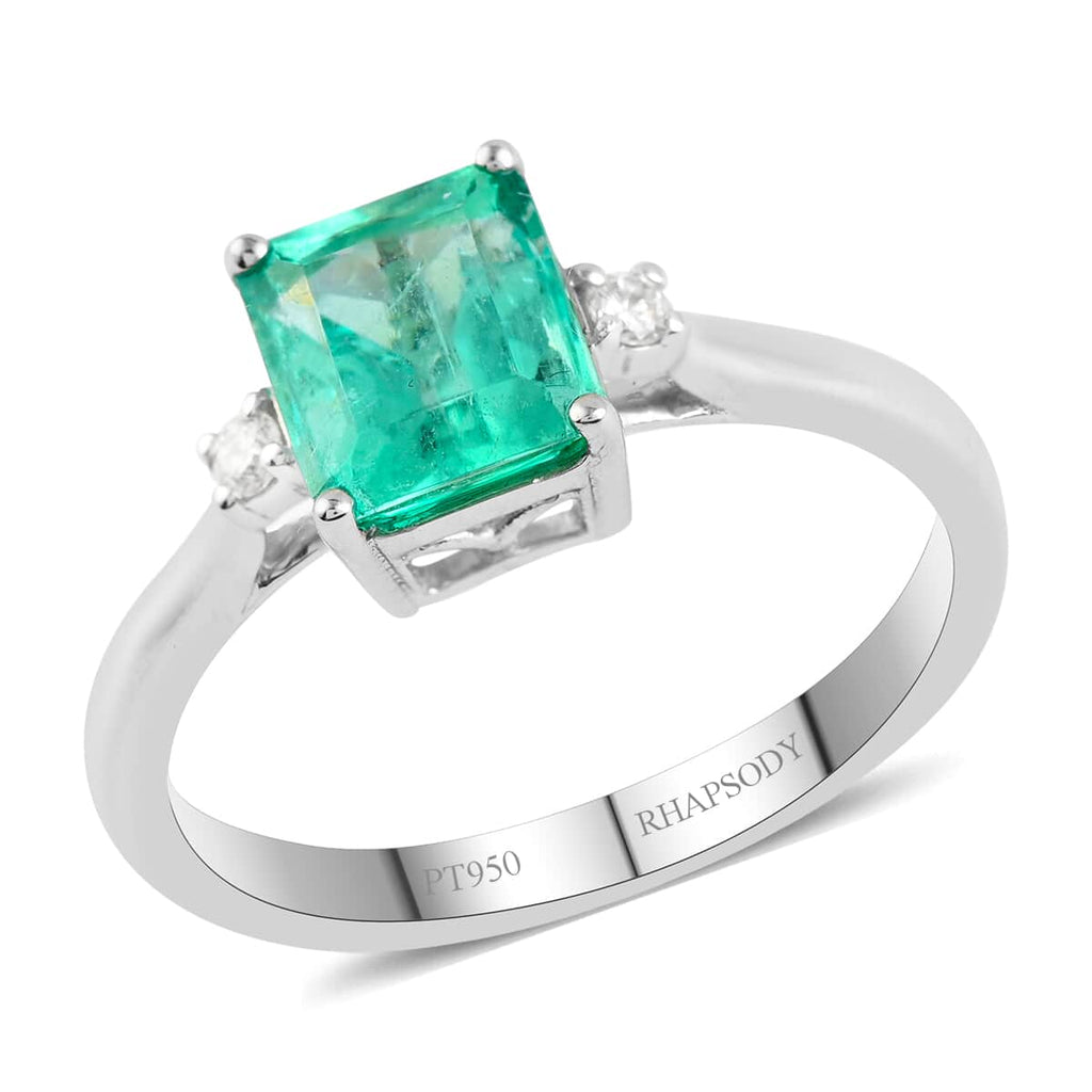 Rhapsody AAAA Kolumbianischer Smaragd, Weißer Diamant Ring 950 Platin (Größe 17.00) ca. 1.67 ct