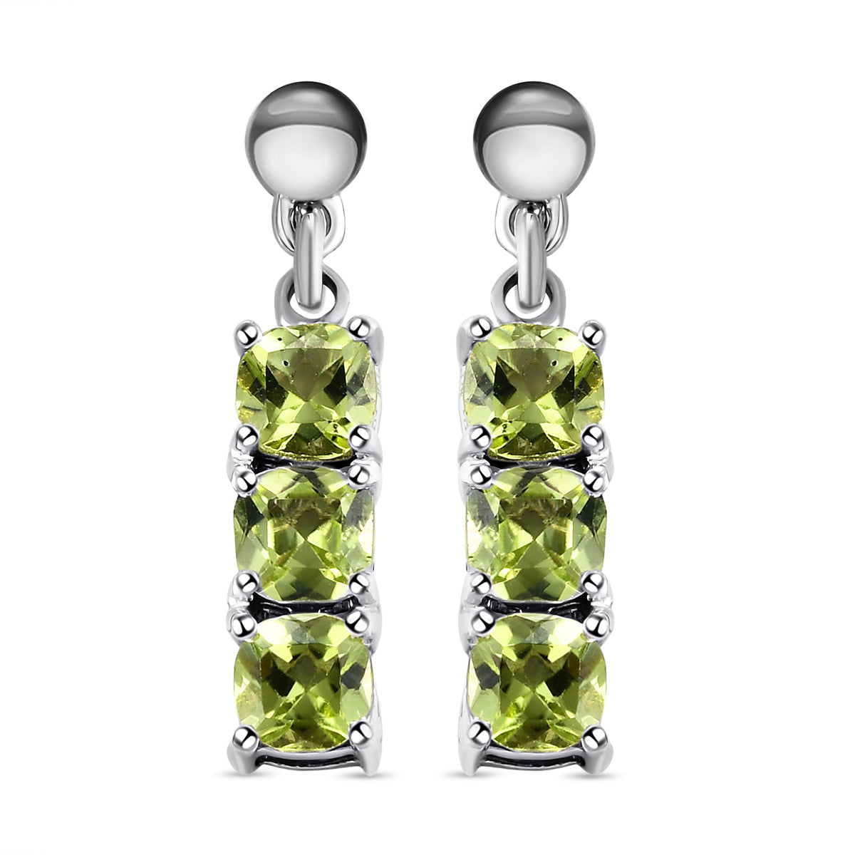 Natürliche Peridot-Ohrringe, 925 Silber platiniert ca. 1,05 ct