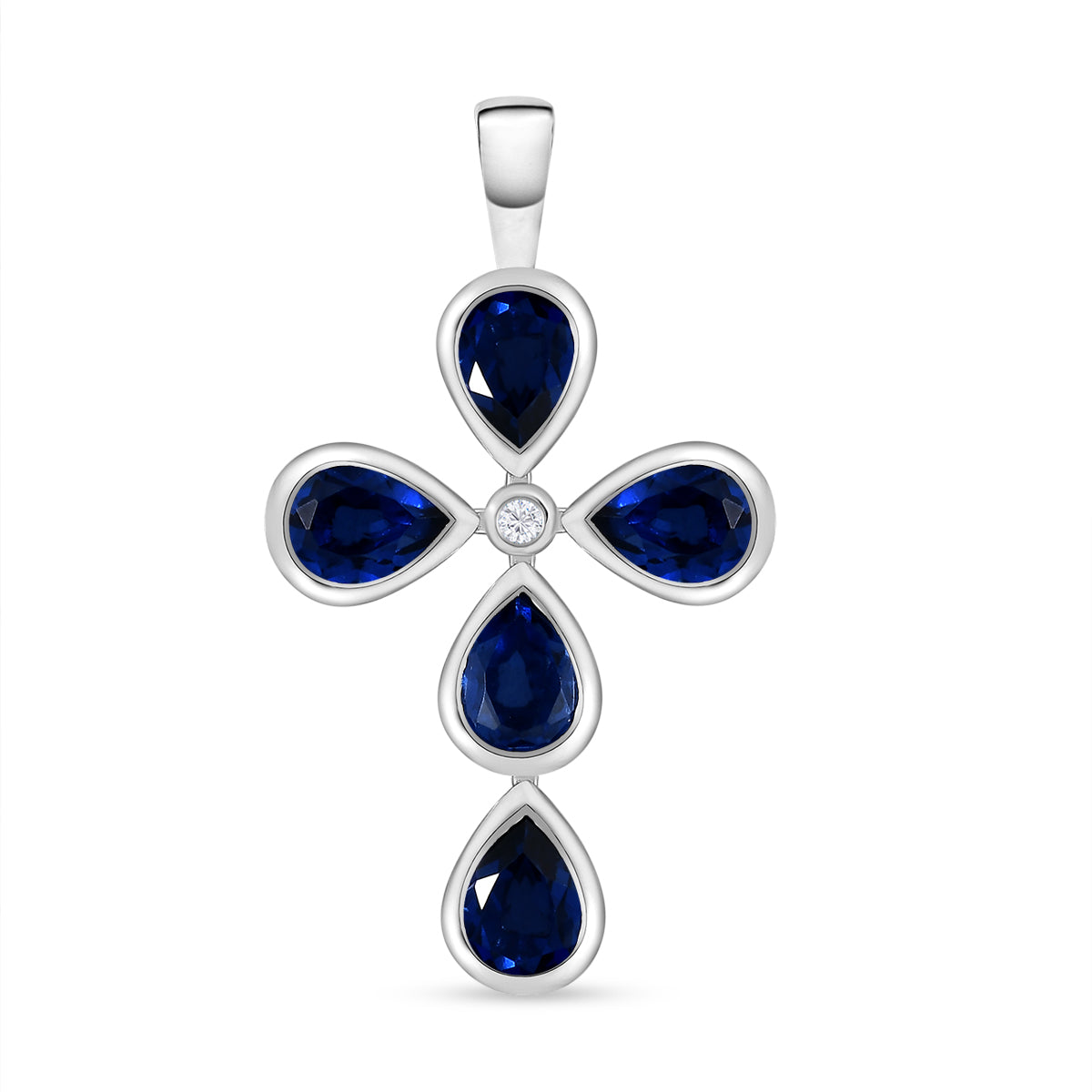 Ceylon Farbe Quarz und weißer Zirkon-Anhänger, 925 Silber platiniert ca. 4,01 ct