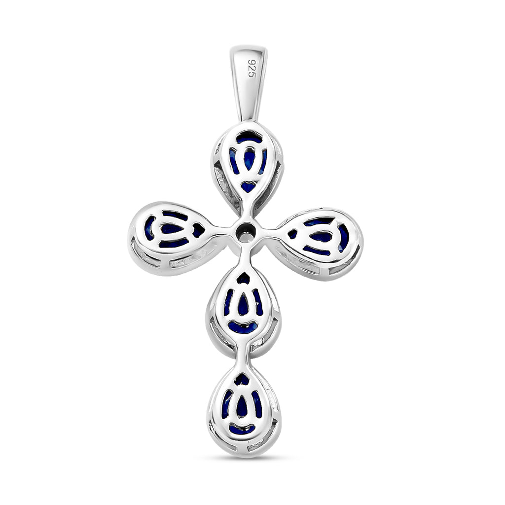 Ceylon Farbe Quarz und weißer Zirkon-Anhänger, 925 Silber platiniert ca. 4,01 ct