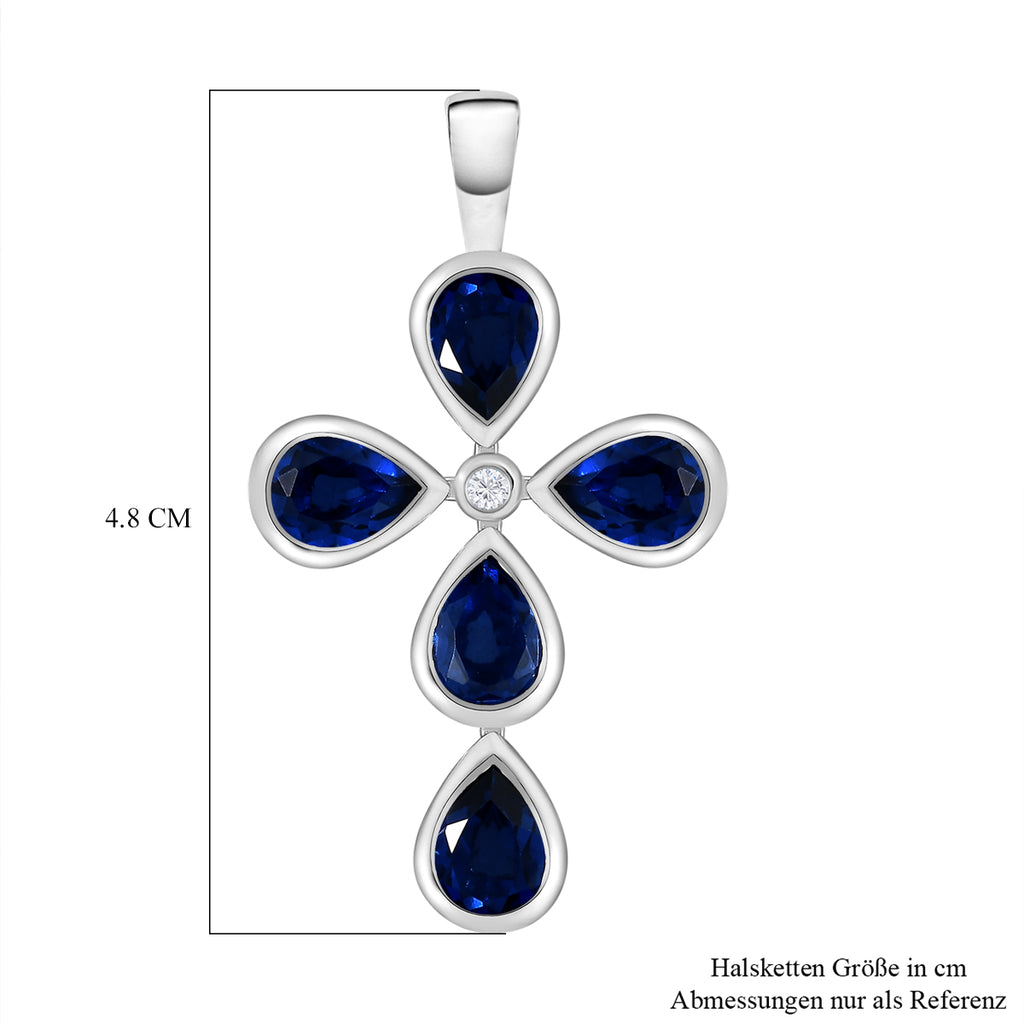 Ceylon Farbe Quarz und weißer Zirkon-Anhänger, 925 Silber platiniert ca. 4,01 ct