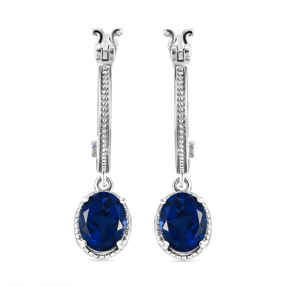 Ceylon Farbe Quarz und Tansanit-Ohrringe, 925 Silber platiniert ca. 4,26 ct