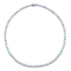 Natürliche, äthiopische Opal-Halskette, ca. 50 cm, 925 Silber platiniert ca. 25.28 ct