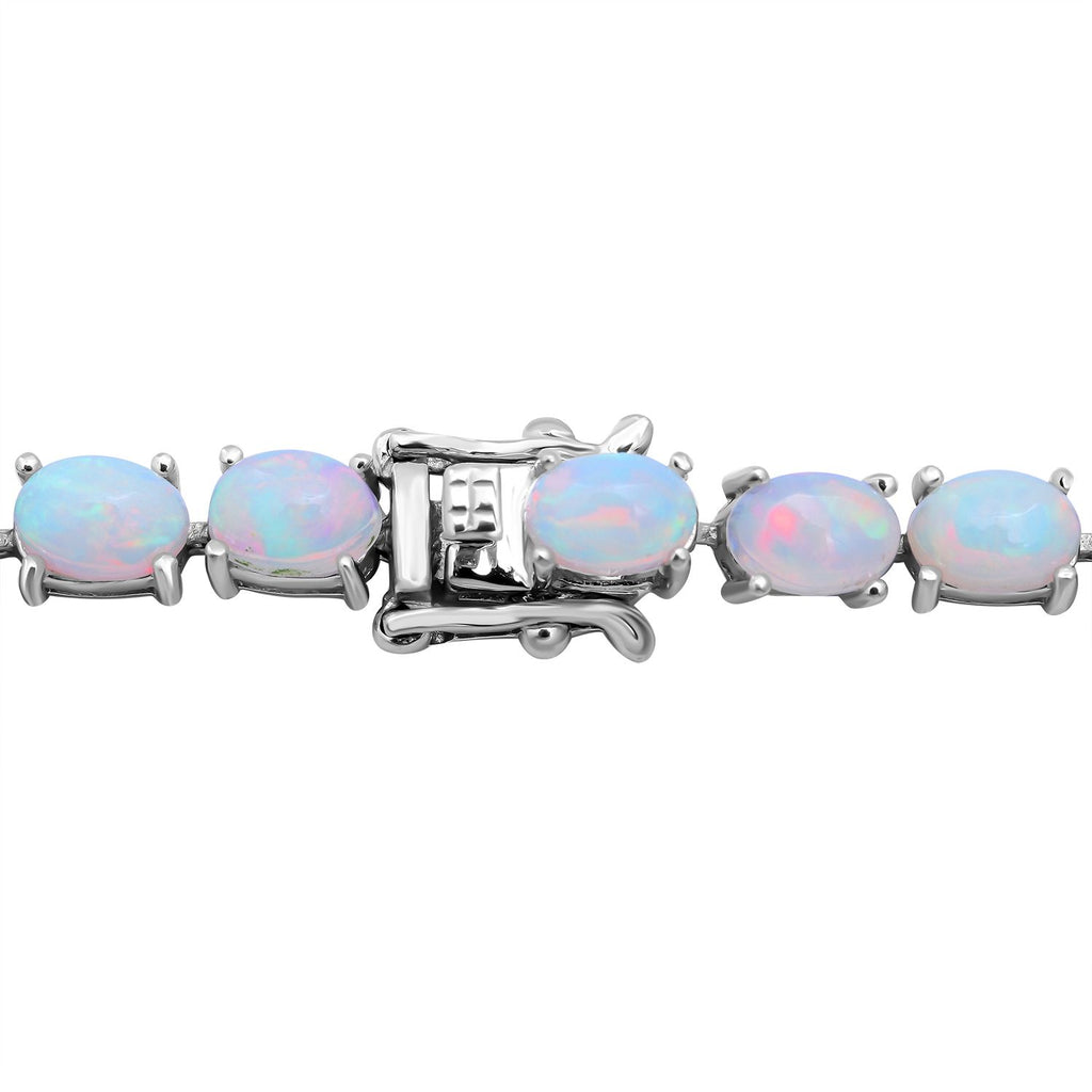 Natürliche, äthiopische Opal-Halskette, ca. 50 cm, 925 Silber platiniert ca. 25.28 ct