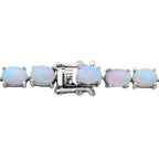 Natürliche, äthiopische Opal-Halskette, ca. 50 cm, 925 Silber platiniert ca. 25.28 ct