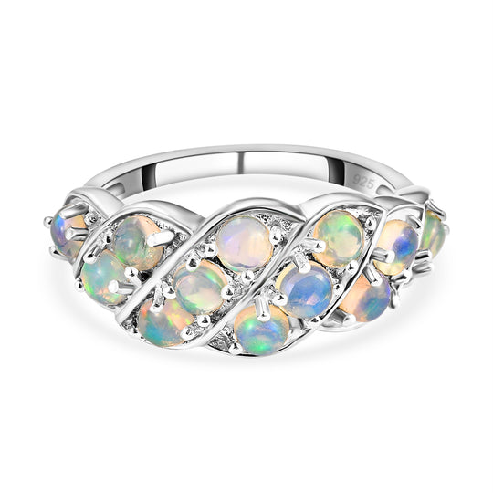 Natürlicher, äthiopischer Opal-Ring, 925 Silber platiniert ca. 1,16 ct