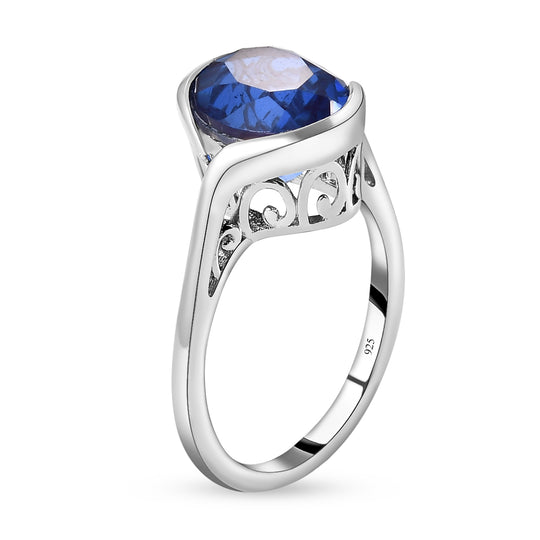 Ceylon Farbe Quarz-Ring, 925 Silber platiniert ca. 2,93 ct
