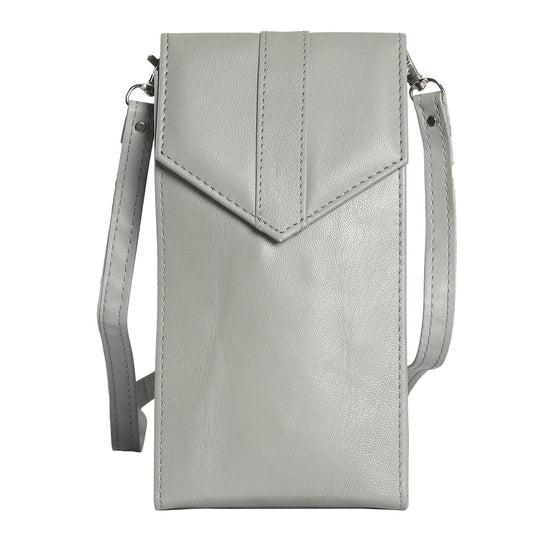100% echte Leder Crossbody Handy-Brieftasche mit RFID Schutz, Blau