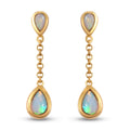 Natürliche, äthiopische Opal-Ohrringe, 925 Silber vergoldet ca. 1,31 ct