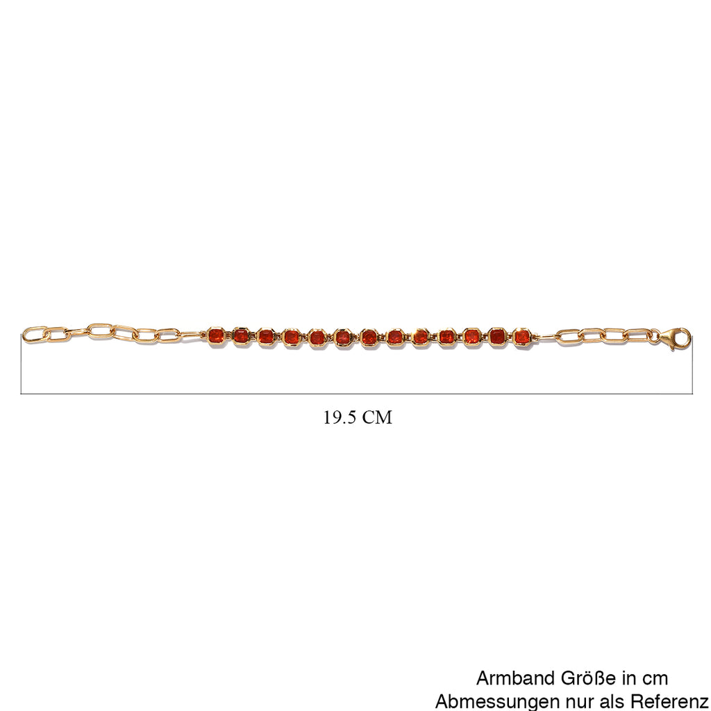 Mexikanischer Kirschfeuer-Opal Armband ca. 19 cm 925 Silber vergoldet ca. 3,16 ct