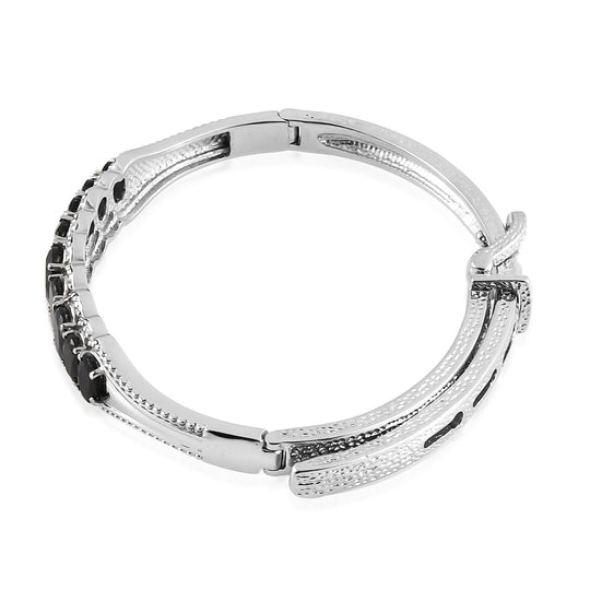 Schwarzer Turmalin-Armreif, 19 cm, Edelstahl ca. 6.11 ct