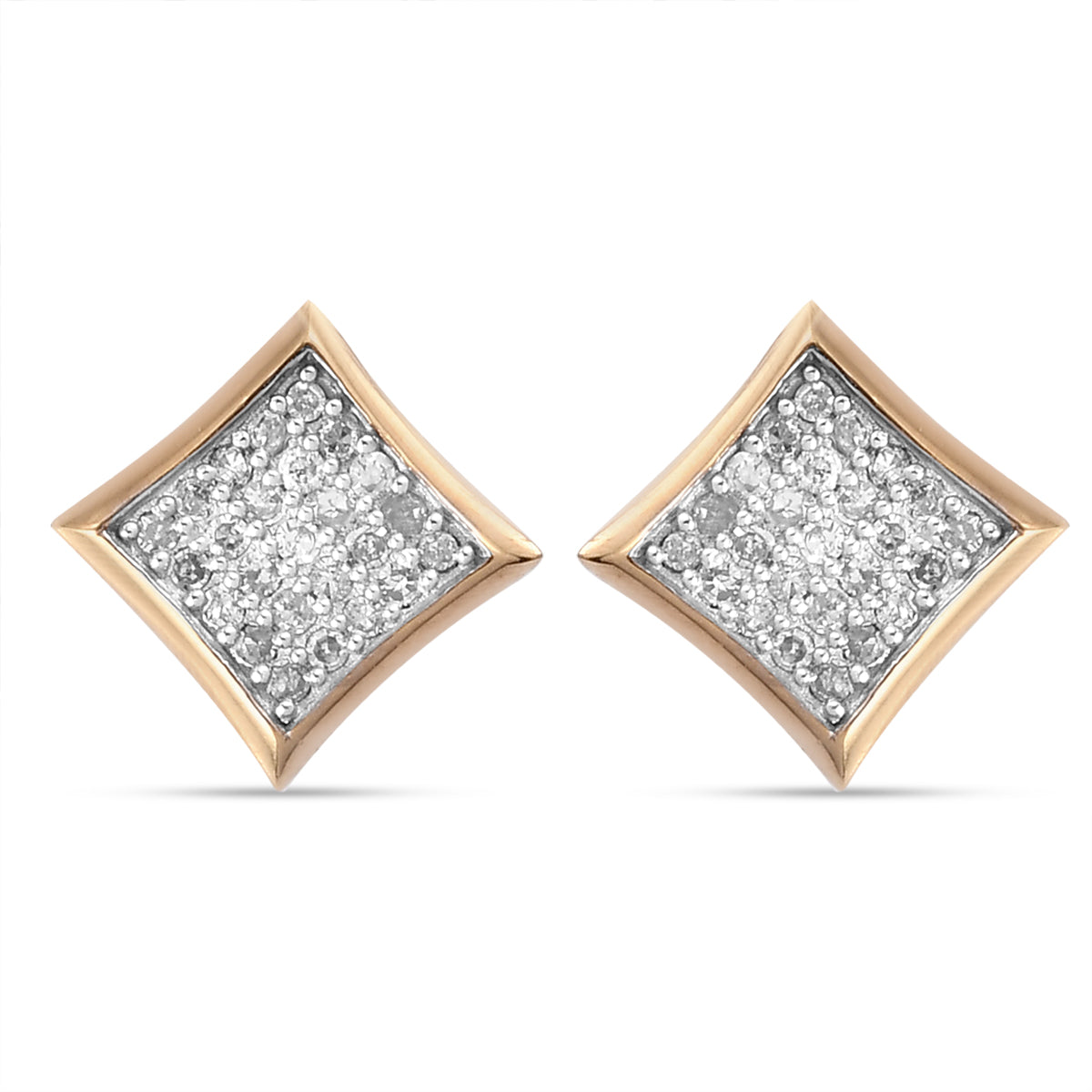 Diamant-Ohrstecker, 925 Silber Gelbgold Vermeil ca. 0,33 ct