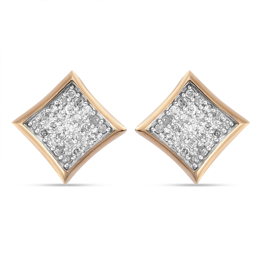 Diamant-Ohrstecker, 925 Silber Gelbgold Vermeil ca. 0,33 ct