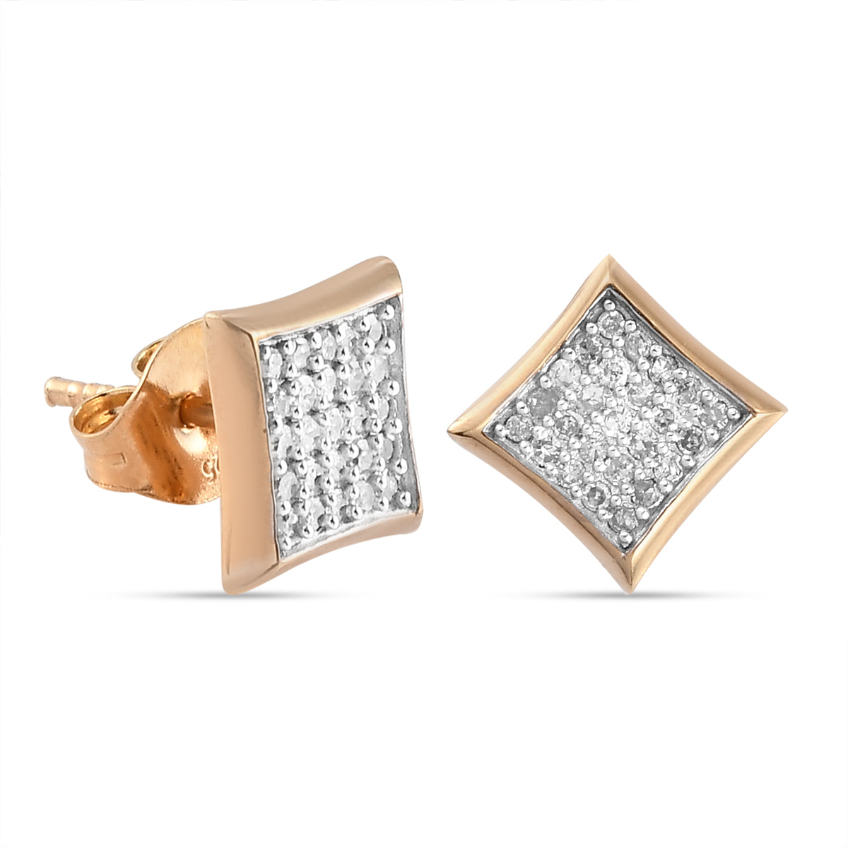 Diamant-Ohrstecker, 925 Silber Gelbgold Vermeil ca. 0,33 ct