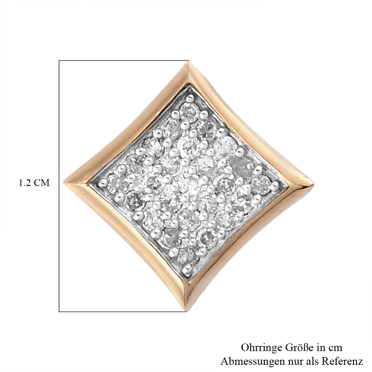Diamant-Ohrstecker, 925 Silber Gelbgold Vermeil ca. 0,33 ct