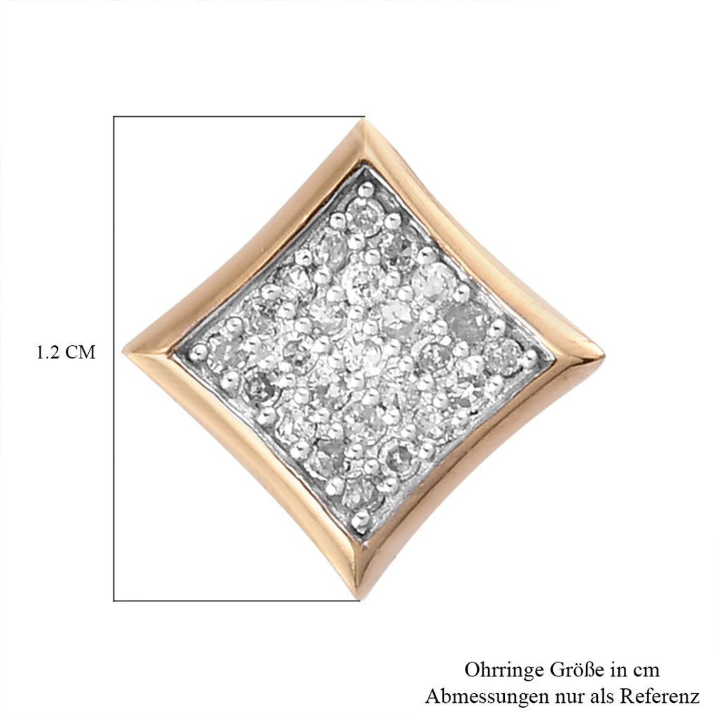 Diamant-Ohrstecker, 925 Silber Gelbgold Vermeil ca. 0,33 ct