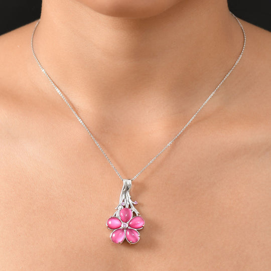 GP Italian Garden Kollektion - Maulbeer Mondstein, Rosa und blaues Saphir Schmuckset