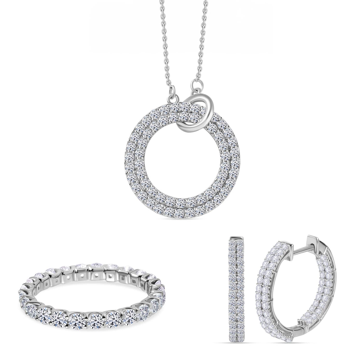 Schmuck-Trio: LUXURIANT DIAMOND SI-GH Labor Diamant Schmuckset (Ringgröße 17,5)