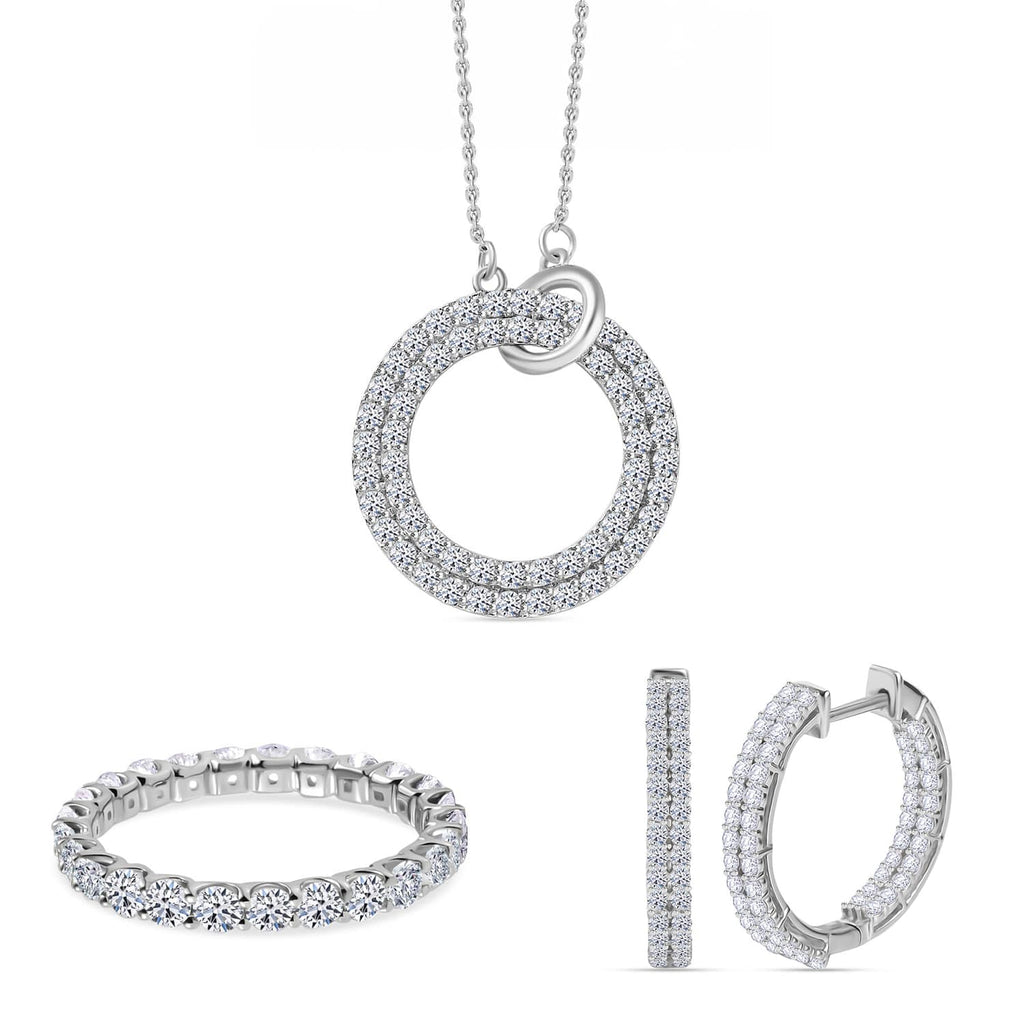 Schmuck-Trio: LUXURIANT DIAMOND SI-GH Labor Diamant Schmuckset (Ringgröße 17,5)