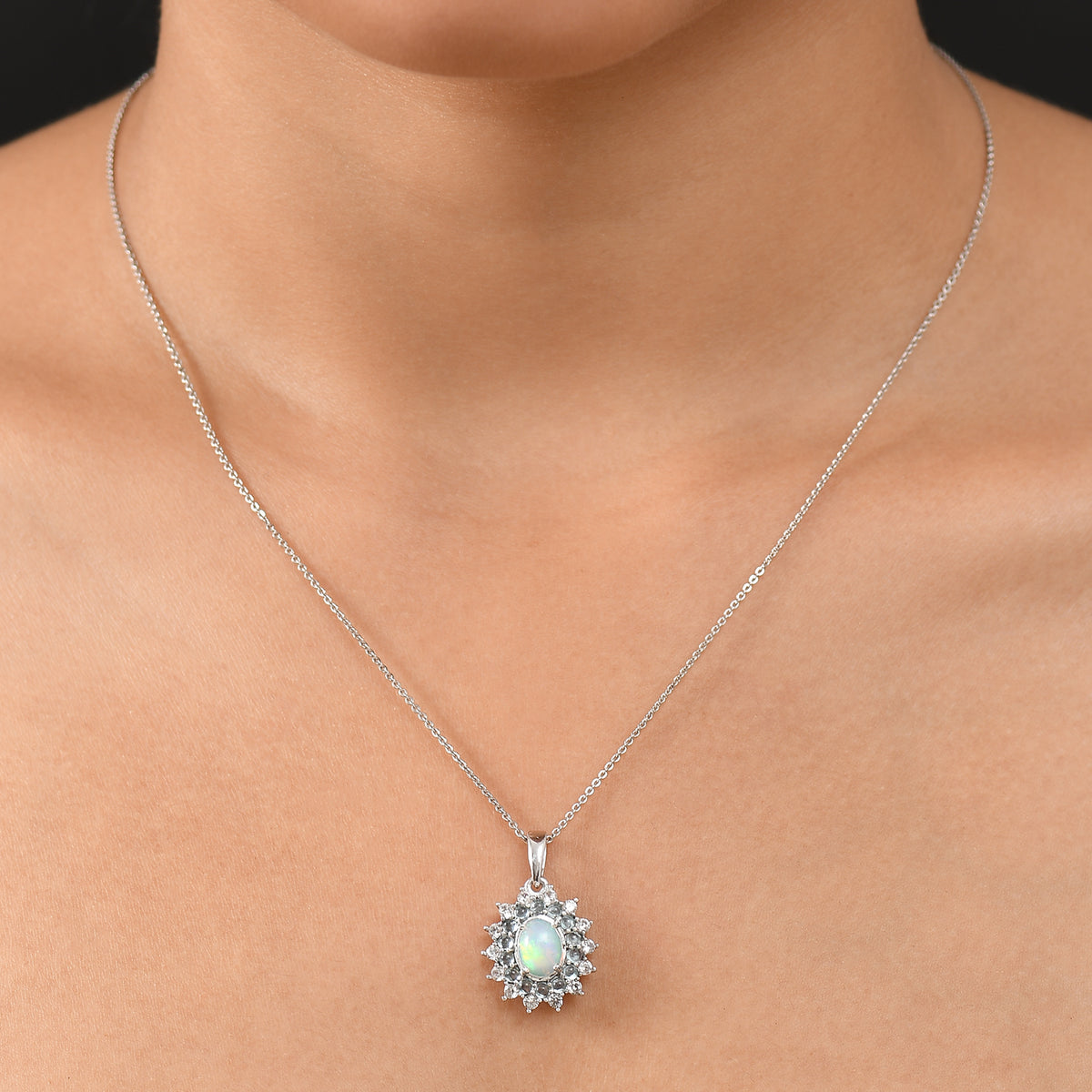 AA äthiopischer Welo Opal, blauer Apatit und Zirkon Ring und Anhänger