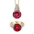 D'Joy Labor Padparadscha Saphir und Zirkon Ring und Anhänger mit 50cm Kette