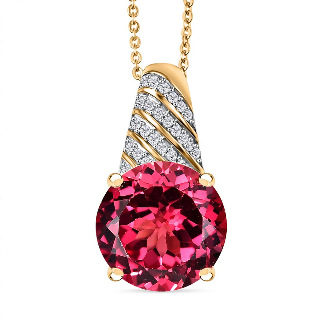 D'Joy Labor Padparadscha Saphir und Zirkon Ring und Anhänger mit 50cm Kette