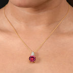 D'Joy Labor Padparadscha Saphir und Zirkon Ring und Anhänger mit 50cm Kette