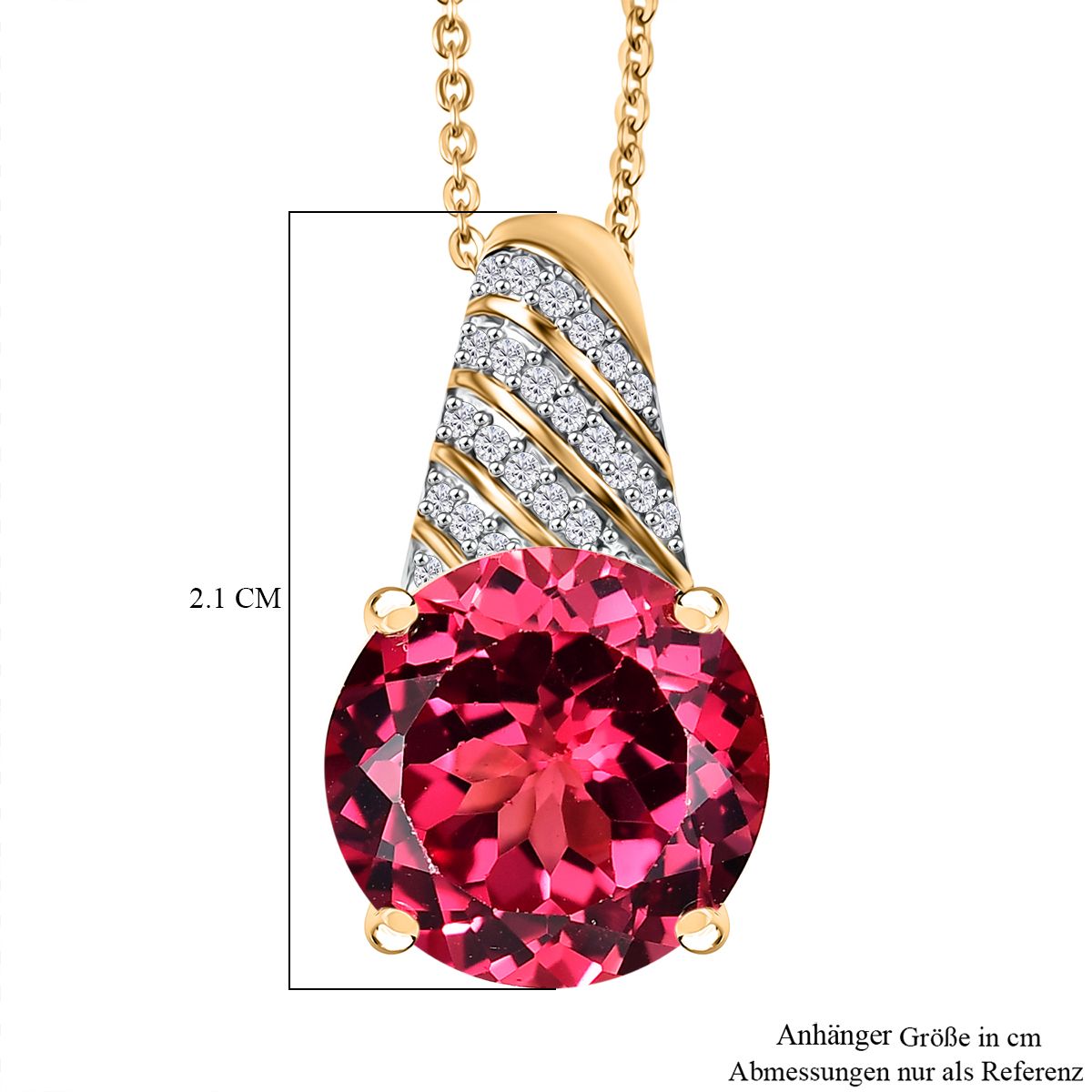 D'Joy Labor Padparadscha Saphir und Zirkon Ring und Anhänger mit 50cm Kette