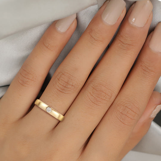 Diamant Band-Ring, SGL zertifiziert I1-I2 G-H, 375 Gelbgold ca. 0.10 ct