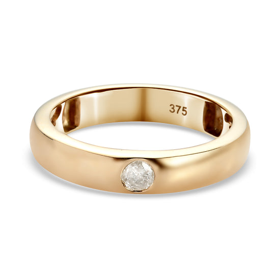 Diamant Band-Ring, SGL zertifiziert I1-I2 G-H, 375 Gelbgold ca. 0.10 ct