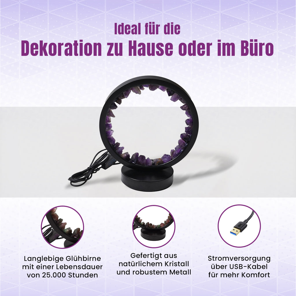 Grüne Aventurin  Rosenquarz und Amethyst Kristall-Wellnesslampe mit USB-Anschluss