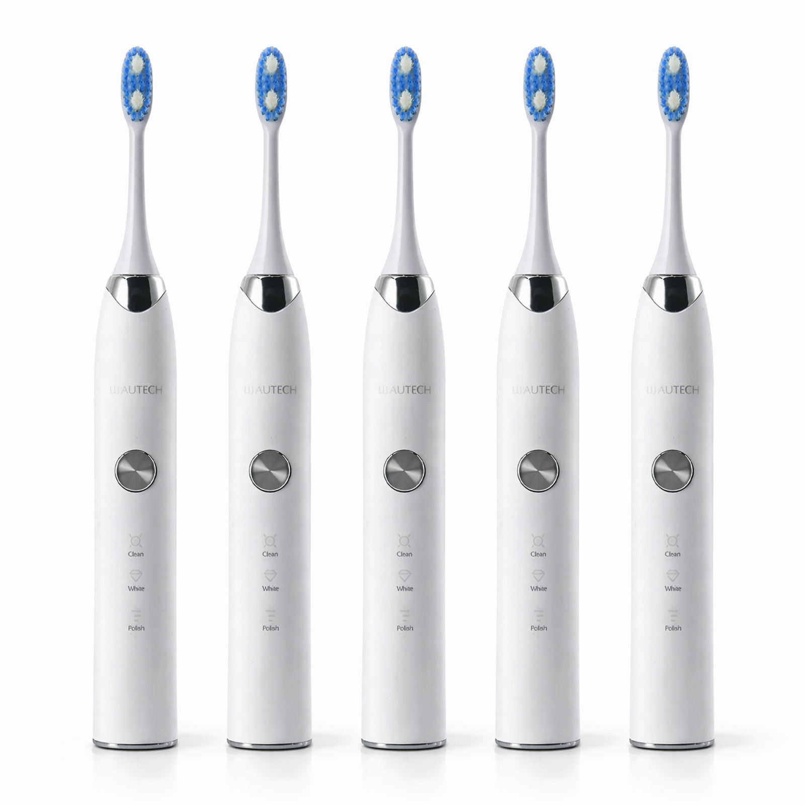 BEAUTECH 5er-Set Elektronische Schallzahnbürste mit 2 Bürstenköpfen, Wasserdicht IPX7, USB-Kabel, 5 Modi