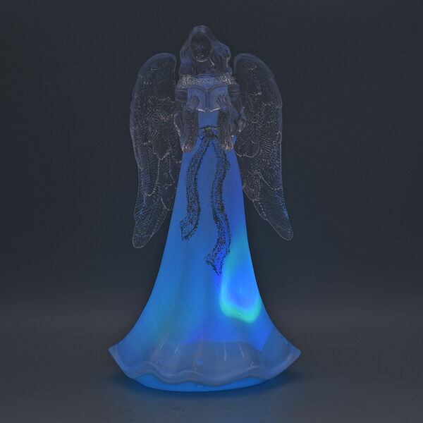 Schutzengel mit Buch und mehrfarbiger LED Beleuchtung, 3xAA Batterie (nicht inkl.) Gr&ouml;&szlig;e 16x18x39 cm, Wei&szlig; image number 2