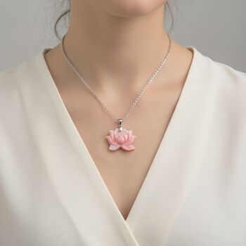 D'Joy Nat&uuml;rlicher Rosa K&ouml;nigsmuschel Perle Schmuckset ca. 50 cm 925 Silber rhodiniert