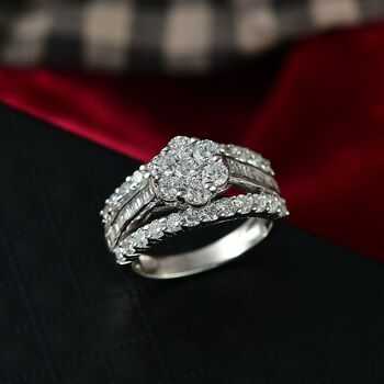 LUXURIANT SGL zertifizierter SI-GH Labor Diamant Ring, 925 Silber rhodiniert - 2 ct.