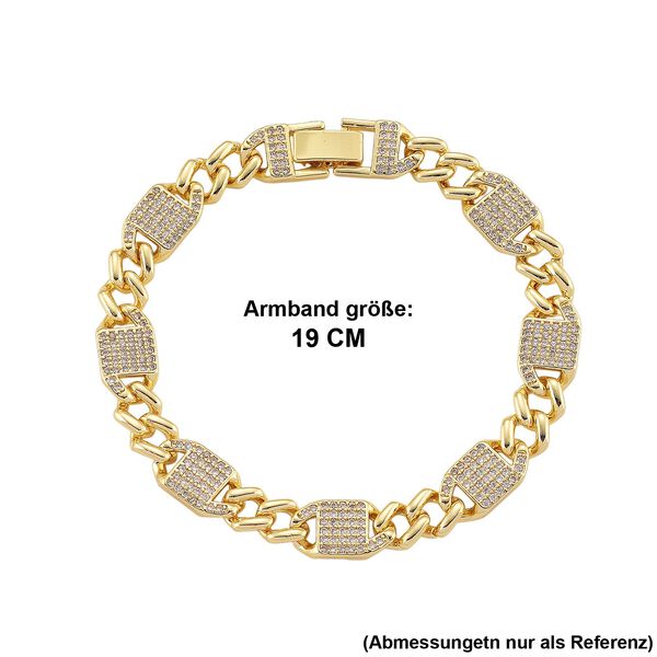 Wei&szlig;es Zirkonia Armband in Goldton, 19cm image number 5