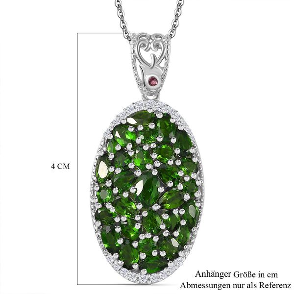 Natürlicher Chromdiopsid Anhänger mit Kette, 925 Silber rhodiniert ca. 6.52 ct image number 6