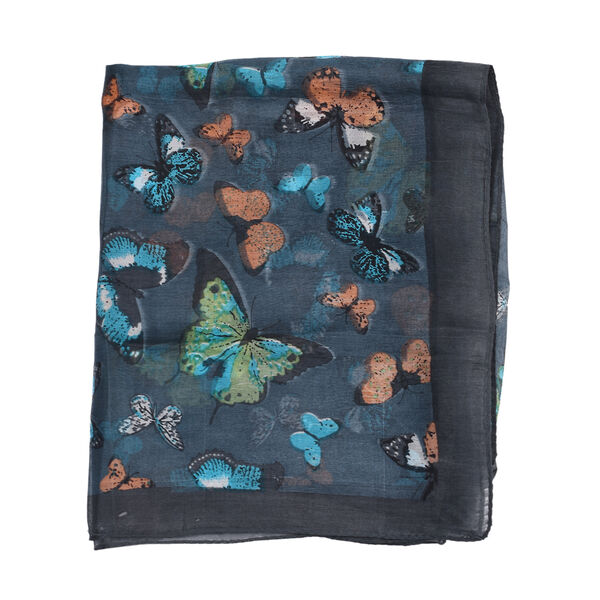 Bedruckter 100% Satin-Seidenschal, 48x160cm, Orange image number 5