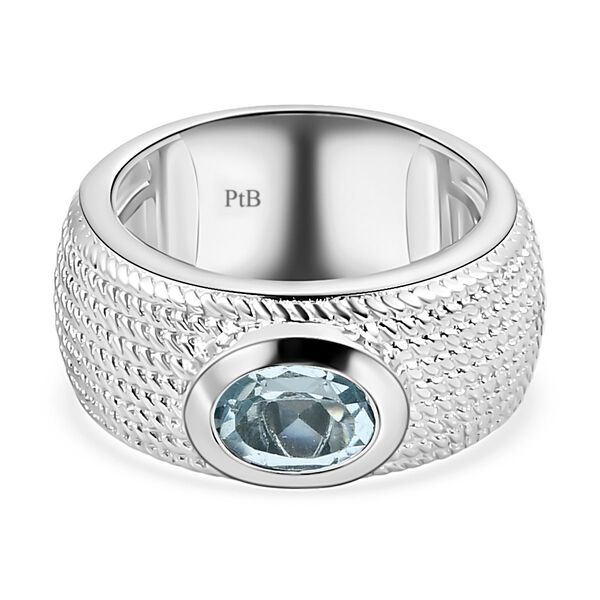 Himmelblauer Topas-Solit&auml;r-Ring in Silberton, 1,42 ct.