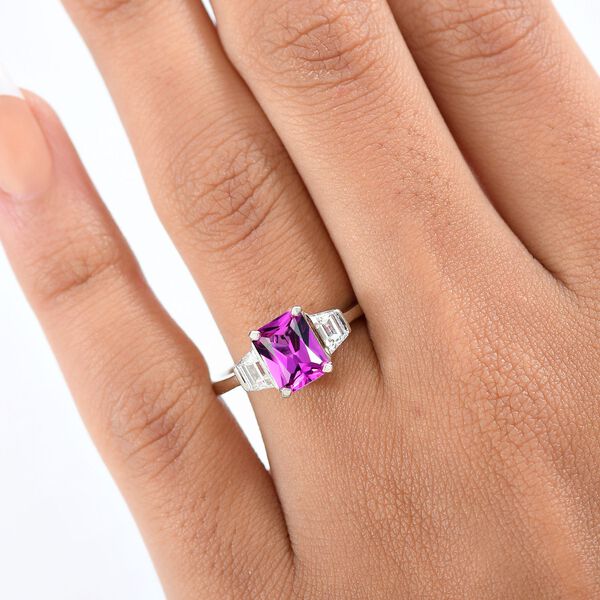 LUXURIANT AAA Labor Rosa Saphir und Labor Diamant Ring in 585 Gold - 2,26 ct. image number 2