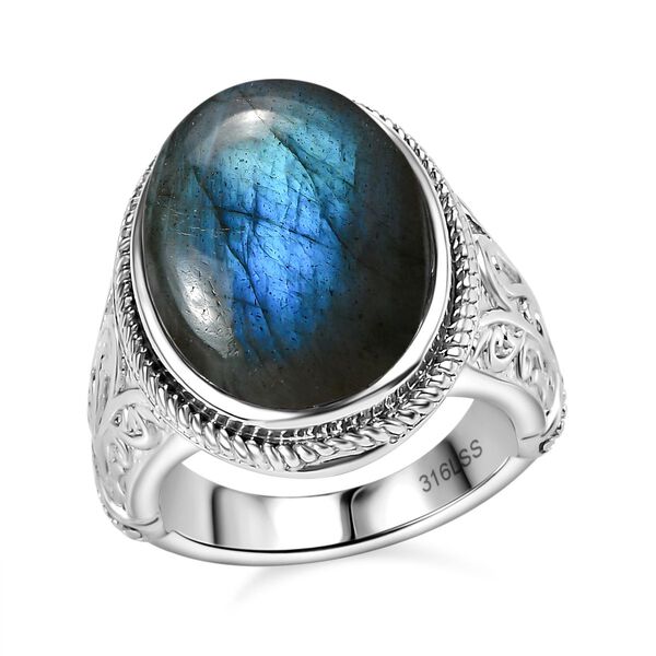 Labradorit Ring, 316L Edelstahl , (Gr&ouml;&szlig;e 19.00) ca. 13.73 ct image number 5