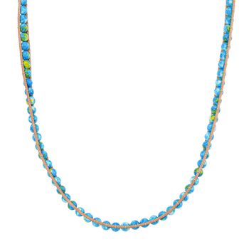 Flexible blaugr&uuml;ne Regenblumen-Yuhua-Quarzit Halskette - 80 ct.