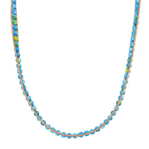 Flexible blaugrüne Regenblumen-Yuhua-Quarzit Halskette - 80 ct. image number 0