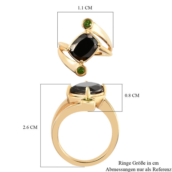 Elite Shungit und Nat&uuml;rlicher Chromdiopsid Bypass Ring 925 Silber vergoldet image number 6
